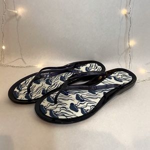 KATE SPADE Blue and White Jellyfish Jelly Thong Sandal